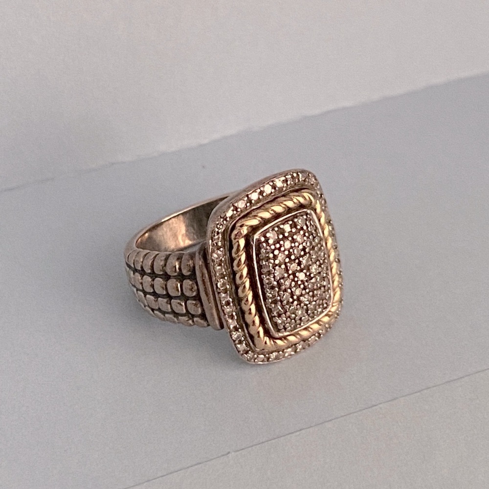 NWOB Effy Silver & 18K Gold Diamond Ring, 0.39 TCW